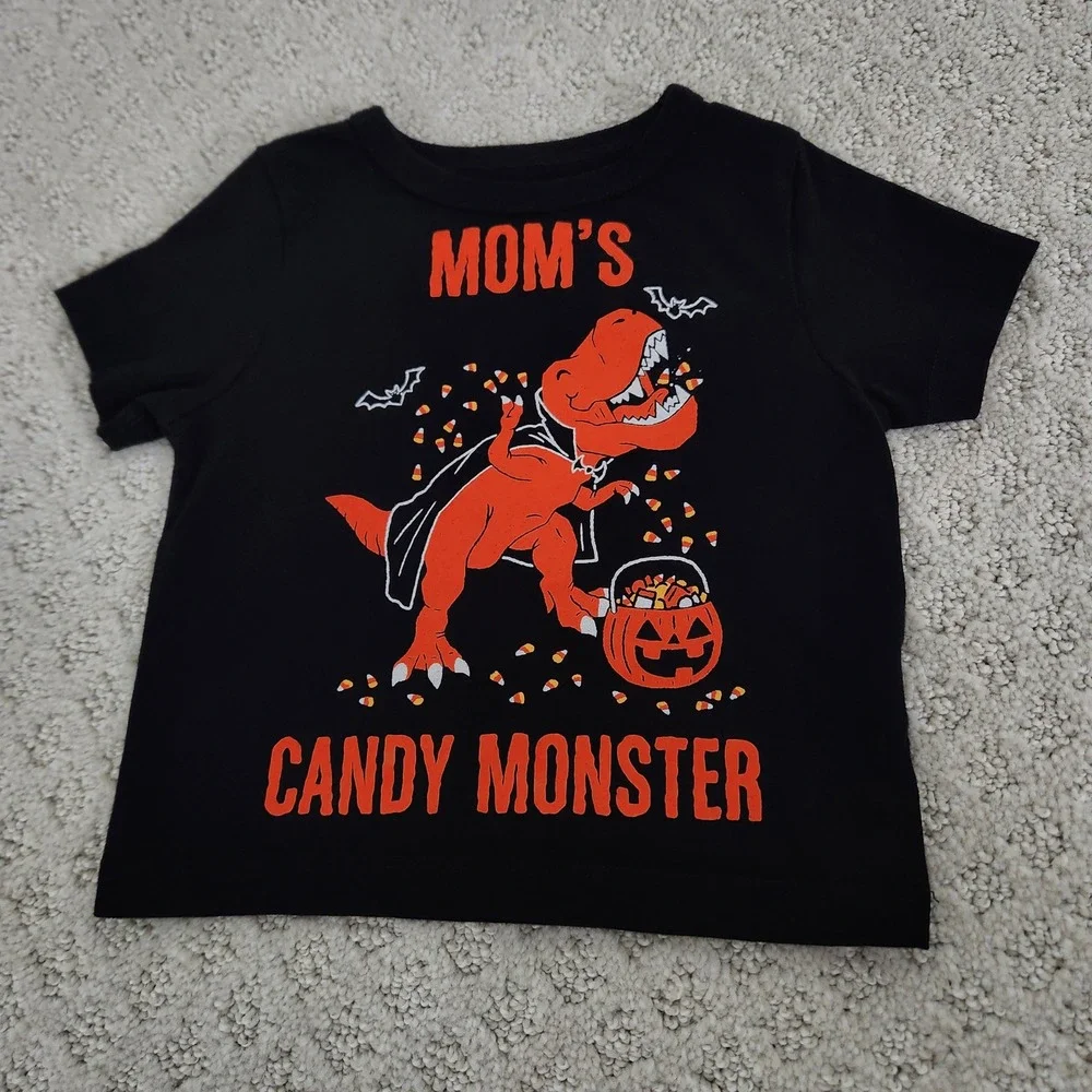 Infant Black Halloween Moms Candy Monster T-Rex Shirt size 6-9M